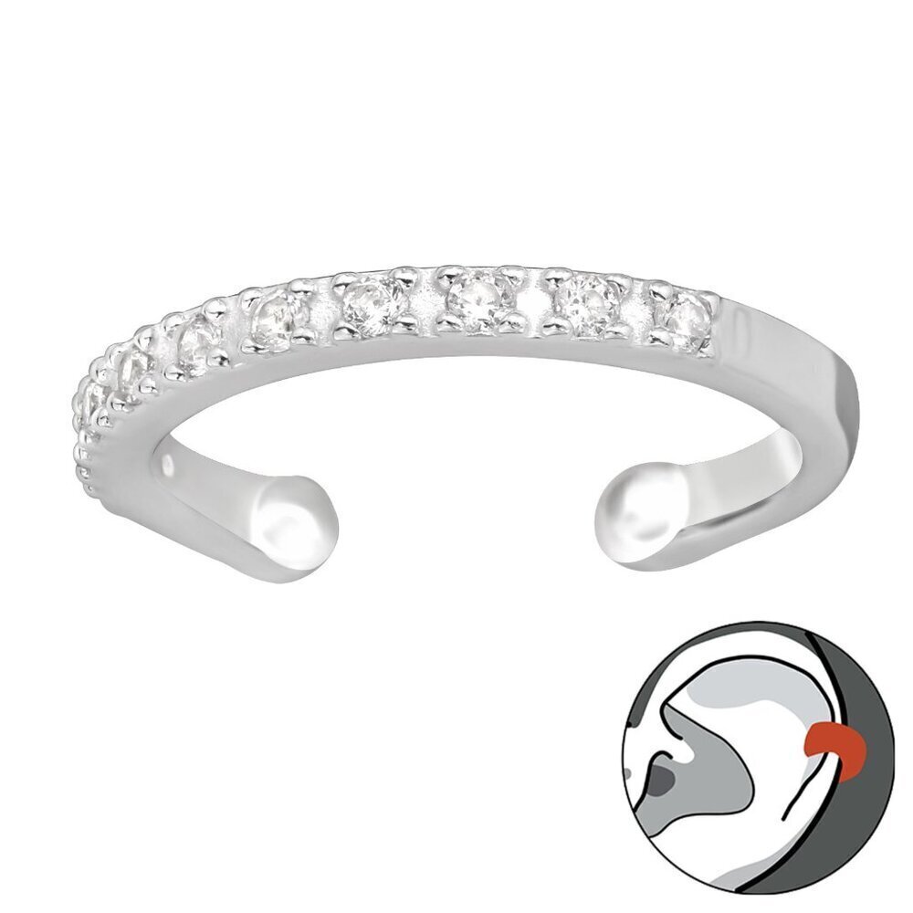 Sterling Silver CZ Ear Cuff 15mm | 10 Stones
